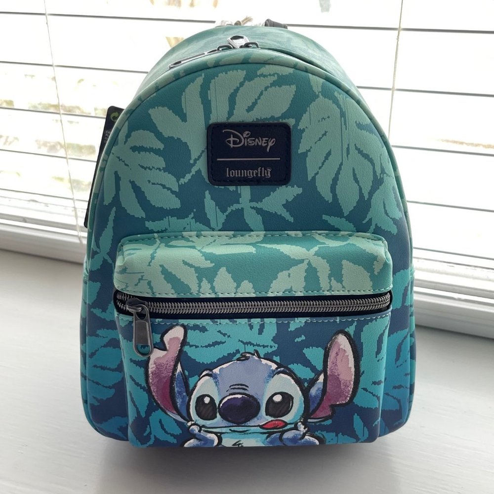 Loungefly Disney Teal Blue Green Stitch Mini Backpack New
